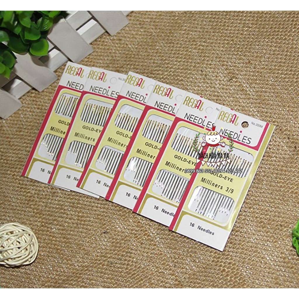 Set kim may nhiều size / Bộ Kim Thêu Tay Đuôi Vàng 16 Cây Nhiều Kích Thước COMBO 16 NEDDLES GOLD EYE Nana Handmade Shop