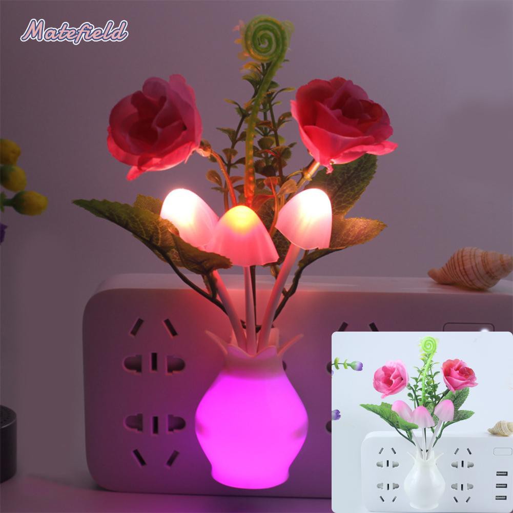 US Plug-in LED Night Lamp Flower Shape Colorful Lighting Sensor for Bedroom