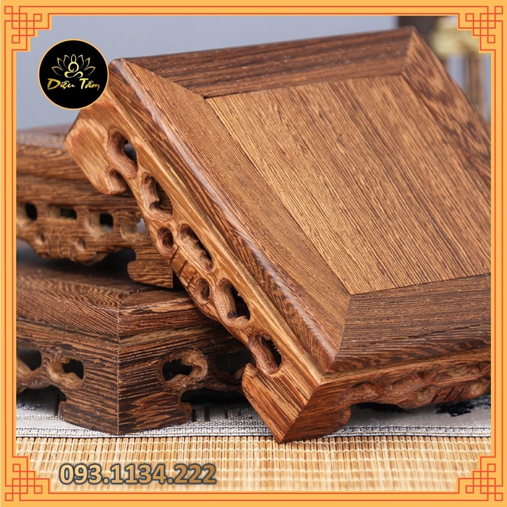 Đôn gỗ kê tượng trang trí đế gỗ tròn bày bàn trà, kê lư đồng, lư xông trầm.