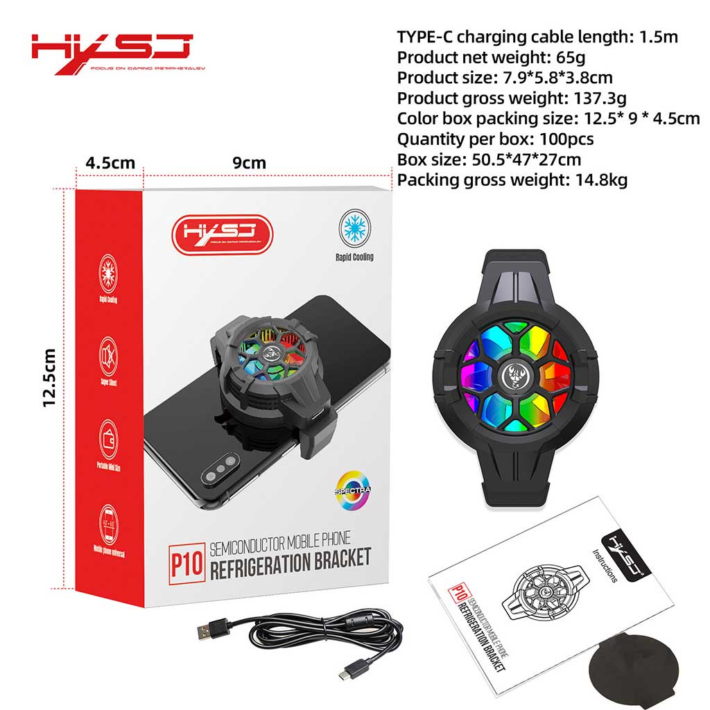 Quạt tản nhiệt điện thoại gaming sò lạnh HXSJ P10 làm mát điện thoại giảm nhiệt độ khi chơi game Pubg FF Liên Quân Mobil