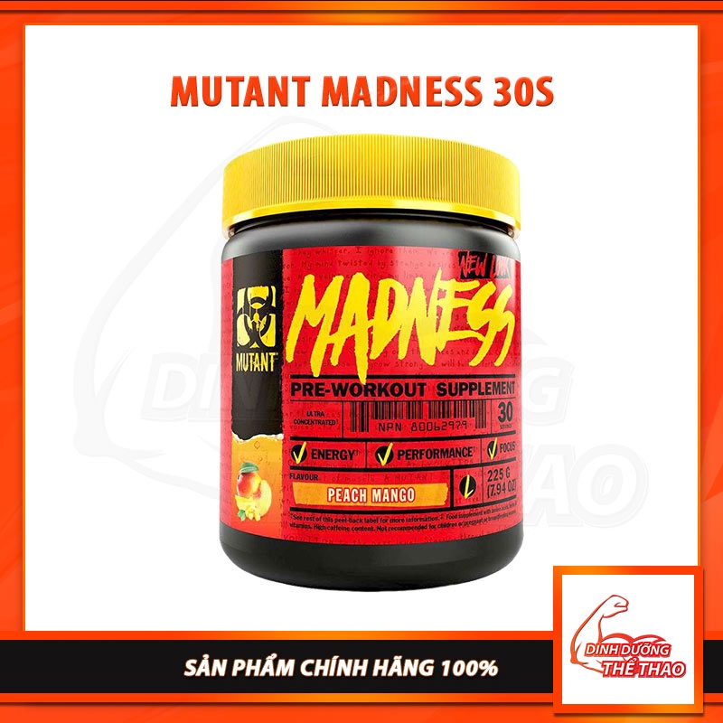 Thực Phẩm Bổ Sung Tăng Sức Mạnh Tối Đa Pre Workout Mutant Madness - 30 Lần Dùng