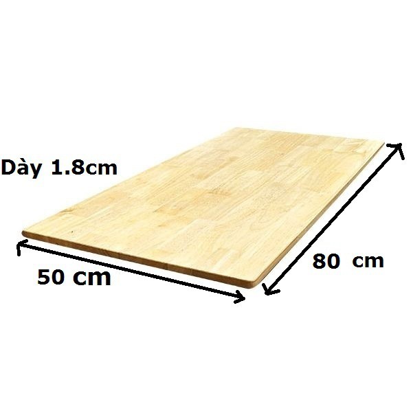 ﹍▫☽(Giá Tại Xưởng) Mặt bàn gỗ cao su 50 x 80cm đã sơn lót,phủ bóng bề và bo góc cạnh