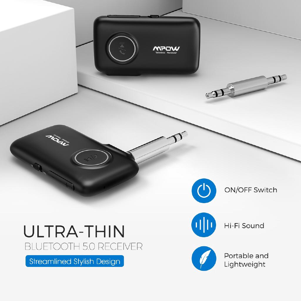 Bộ nhận tín hiệu Bluetooth chuyên dụng cho xe hơi mpow v5.0 CSR có sẵn 66 giờ