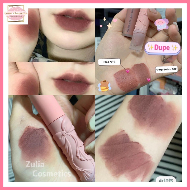 [FREE SHIP] Son kem lỳ Gogo pink nơ 802 hồng nâu đất