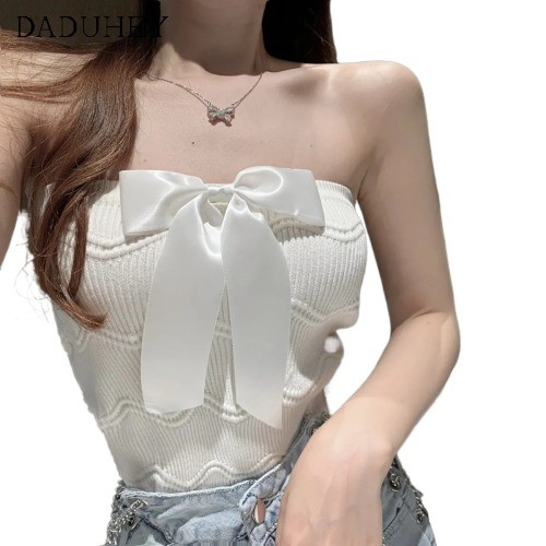 DaDuHey💕 Women's Bow-Knot Bottoming Tube Top Camisole 2021 Summer New White Top