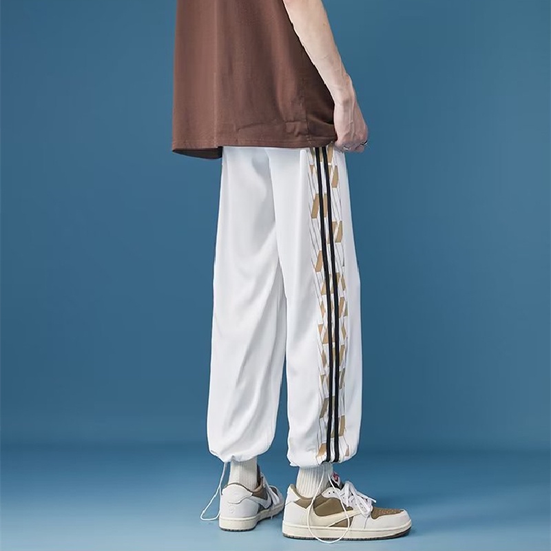 Quần harem Lưng Thun Co Giãn Dáng Rộng Viền Sọc Bên Hông Thoải Mái Phong Cách Hip Hop Đường Phố Cho Nam Cỡ Lớn M-3XL