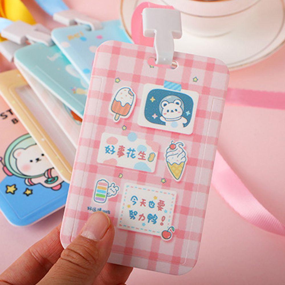 Vỏ Đựng Thẻ 2 Ngăn In Hình Thỏ / Hoa / Chữ / Xe Buýt Hoạt Họa Cho