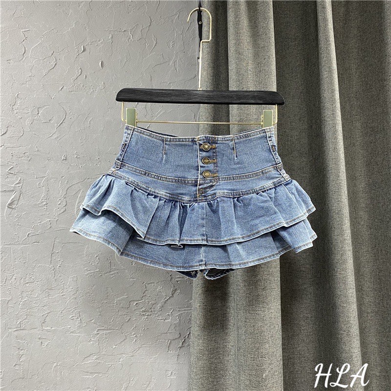 Chân váy jean bèo tầng