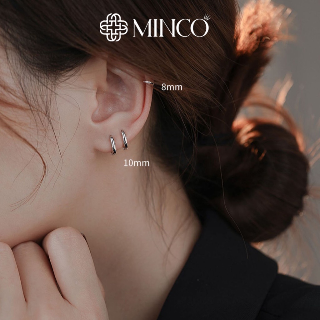 Bông tai nữ dáng tròn thiết kế unisex đơn giản Minco Accessories phong cách Hàn Quốc dành cho cả nam nữ  BT12-C