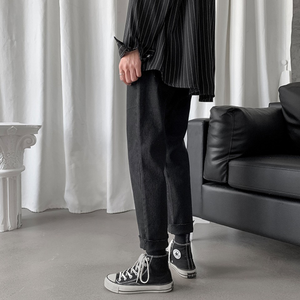 Quần Jean Baggy đen nam nữ ống rộng, dáng suông không phai màu | BigBuy360 - bigbuy360.vn