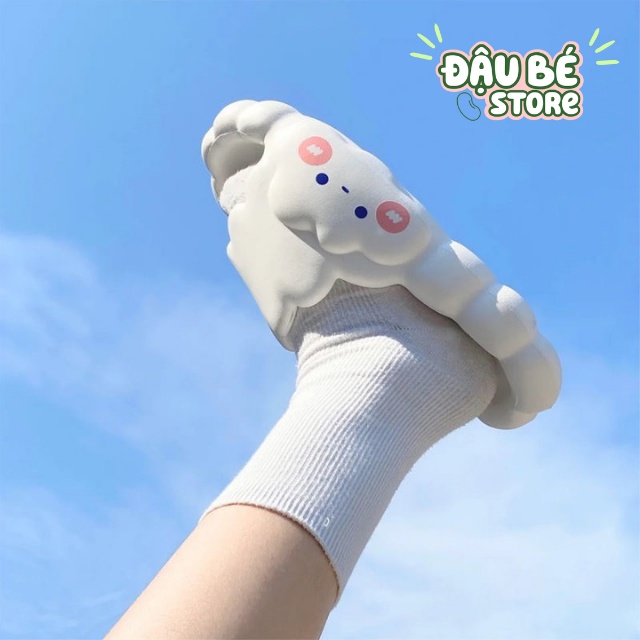 Dép Bánh Mì Nữ Đám Mây Hoạt Hình Ulzzang Cute - Dép Quai Ngang Nữ Unisex Ngộ Nghĩnh Đế Mềm Chống Trơn - Daube - D047