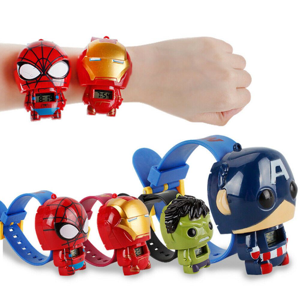 2022 Digital 3d The Avengers Kids Watch Toy Hulk Iron Man Spider Man America Captain  for Kids Boys