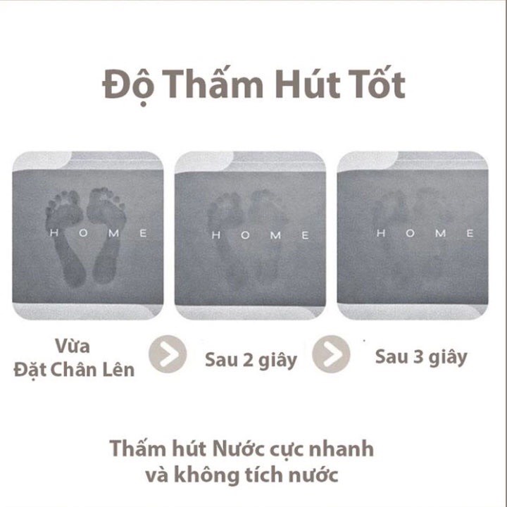 Thảm dậm chân nhà tắm Silicon BATH MAT hút nước siêu nhanh, Thảm chùi chân thấm nước chất liệu chống trượt
