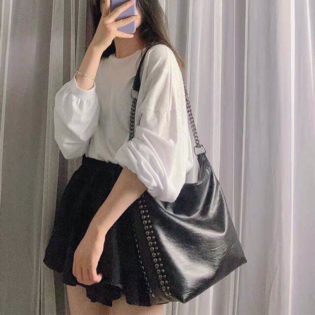 Túi Công Sở NỮ ❤️FREESHIP❤️ Túi Xách Nữ Vừa A4 Viền Đinh Da Mềm Hàng Đẹp CC 18