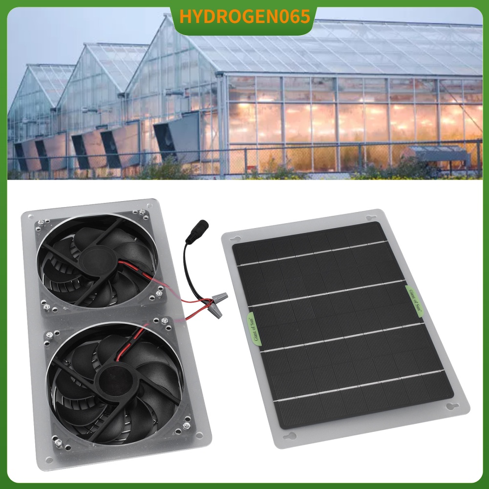 Bộ quạt bảng điều khiển năng lượng mặt trời 100W 12V Quạt thông gió kép di động không thấm nước cho nhà kính gia đình Hydrogen065