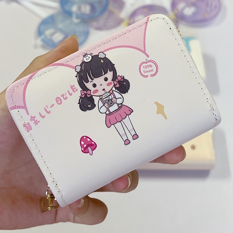[Cô Gái] Ví nữ ngắn nhiều ngăn hình cô gái đáng yêu, đơn giản December08.store