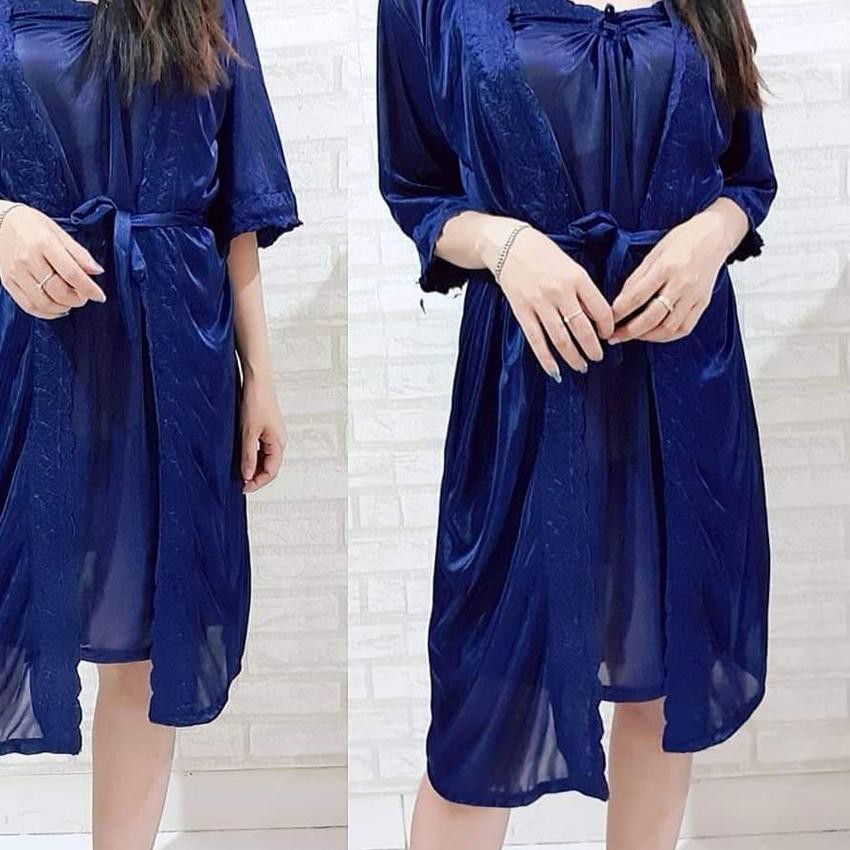 ♣ Hokyfashion Bộ Đồ Ngủ KIMONO Thư Giãn Màu Xanh Navy Cho Nữ ◘