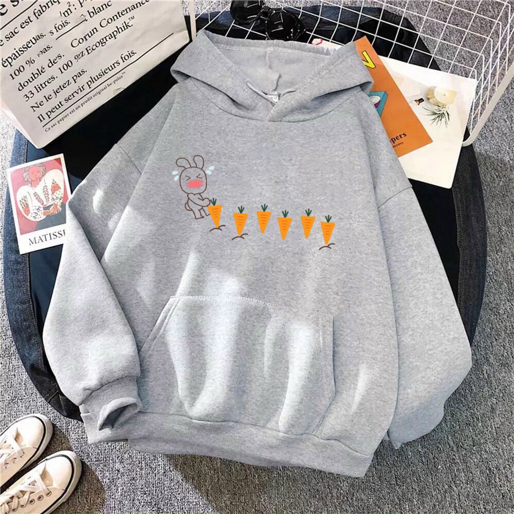 Áo hoodie nam nữ Thỏ Nhổ Cà Rốt dễ thương, chất nỉ dày dặn, nón 2 lớp, thích hợp làm áo cặp William - DS131