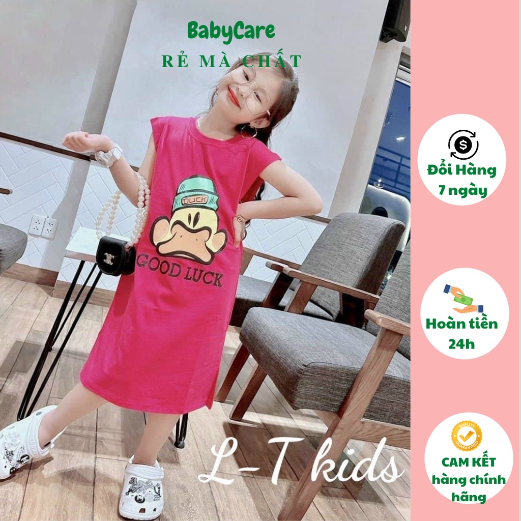 [Big size 20-40kg]Váy chữ A, dáng xuông xẻ gấu, hình in hoạt hình dễ thương cho bé gái 1- 10 tuổi (8-40kg)