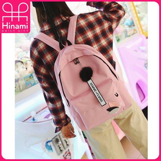 [New 2021] Cặp Túi Balo Nữ Đẹp Xinh Dễ Thương Cute Ulzzang Vải Canvas Đi Hoc Giá Rẻ Thời Trang Hàn Quốc Hinami