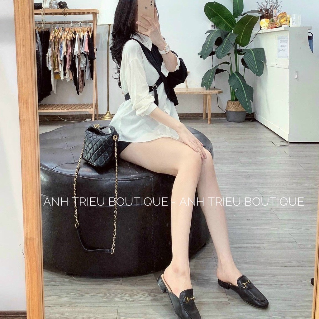 Áo Kiểu Nữ Sơ mi Kèm Đai Khuy Đen Cao Cấp | BigBuy360 - bigbuy360.vn