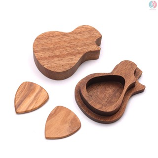 Hộp Gỗ Đựng Miếng Gảy Đàn Guitar Kèm 2 Miếng Gảy Đàn