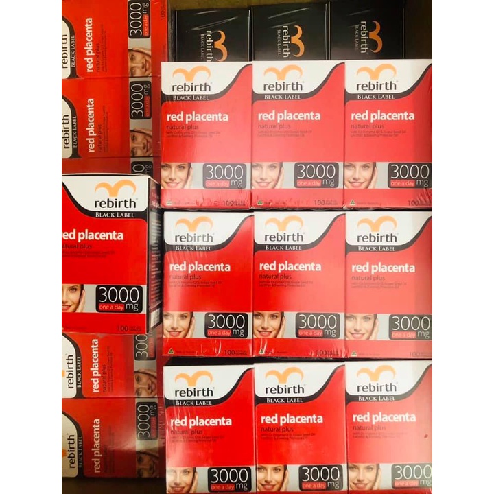 Viên Uống Nhau Thai Cừu Đỏ Rebirth Black Label Red Placenta Natural Plus 3000mg 100 Viên