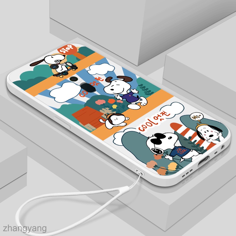 Ốp Điện Thoại Silicon In Hình Snoopy Có Dây Đeo Cho oppo a9 2020 a5 2020