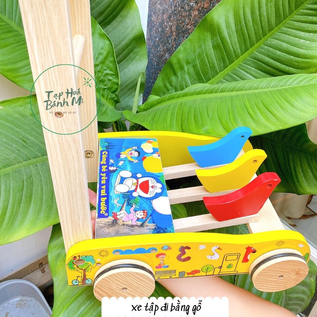 Xe tập đi Xe con gà bằng gỗ hình con thú gõ lốc cốc gỗ nặng đẹp loại 1 hàng Song son