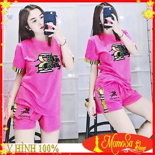 Set Đồ Bộ Thun Nữ Mặc Nhà Coton Mềm Mịn Thêu Chữ - MOMOSA