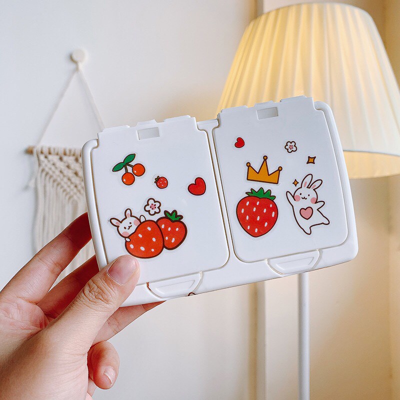 Hộp Đựng Sticker, Đựng Phụ Kiện Nhỏ Bấm Nút Tặng Kèm Sticker Cute