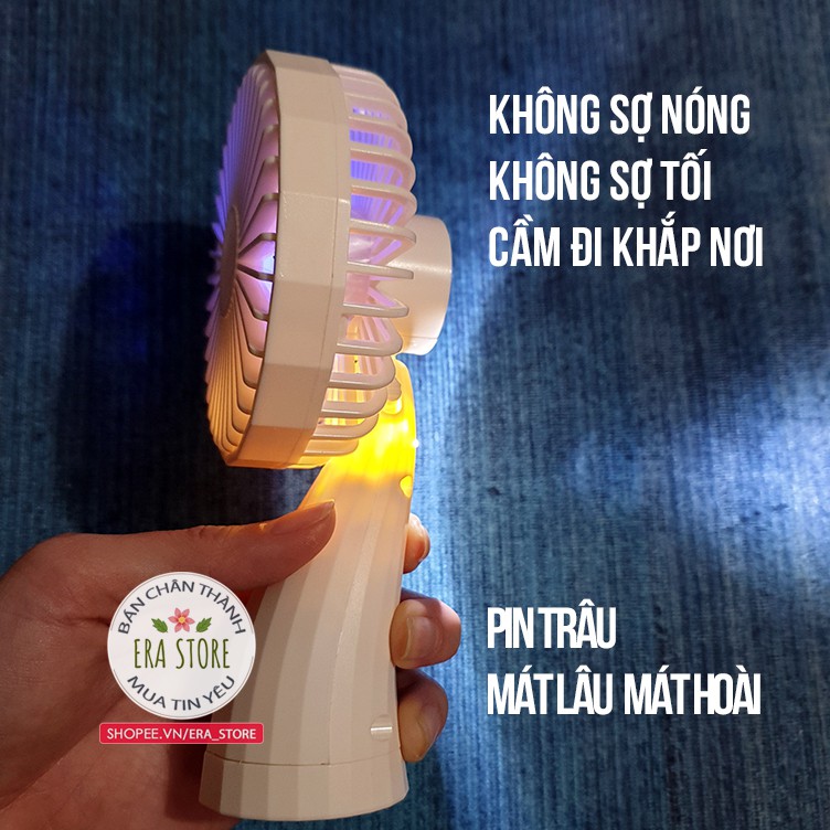[HOT MUA 1 ĐƯỢC 4] Quạt mini 5 cánh tích điện cầm tay siêu mát có đèn pin 6 màu led xinh xắn nhỏ gọn tiện mang đi | WebRaoVat - webraovat.net.vn