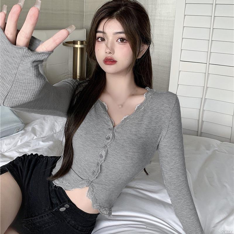 Áo Cardigan Dệt Kim Tay Dài Cổ Chữ V Màu Sắc Đơn Giản Phong Cách Hàn Quốc Thời Trang Cho Nữ