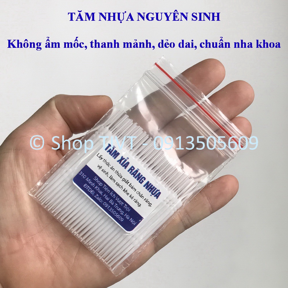 Tăm xỉa răng nhựa nguyên sinh gói 30-150 chiếc dùng nhiều lần, cứng cáp, thanh mảnh, dễ vệ sinh răng bị chỉnh nha-TIVT