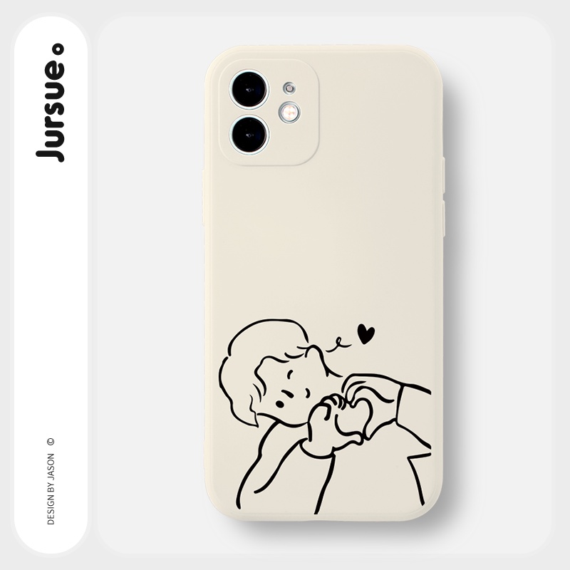 Ốp lưng JURSUE mềm hình cặp đôi dễ thương đẹp cho iPhone 13 12 11 Pro Max SE 2020 X XR XS ip 8 7 6 6S Plus kute Y213