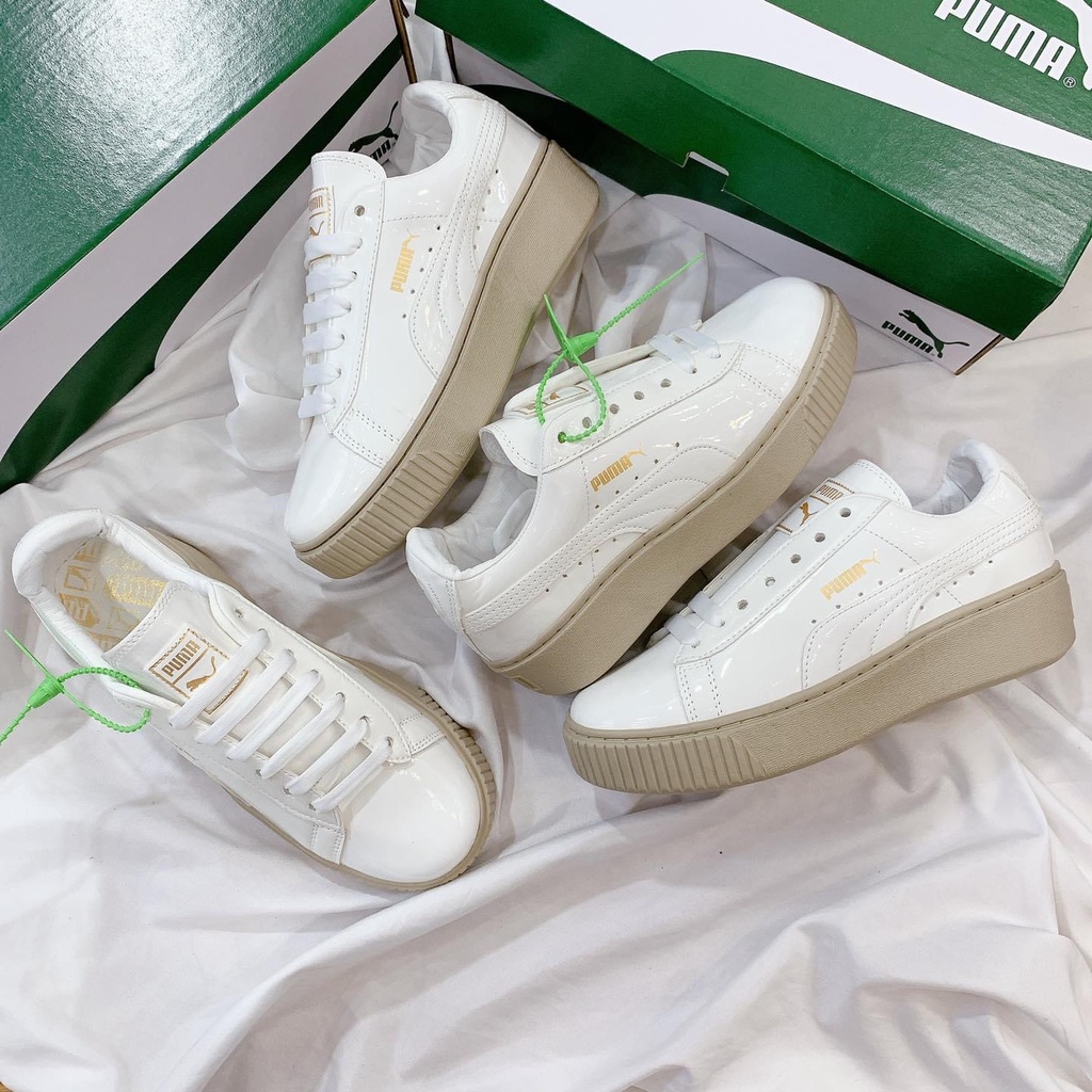 Giày Thể Thao Sneaker Nữ 𝐏𝐮𝐦𝐚 Trắng Đế Nâu Độn Đế Tăng Chiều Cao Hàng 1:1 [Full Bill + Box]