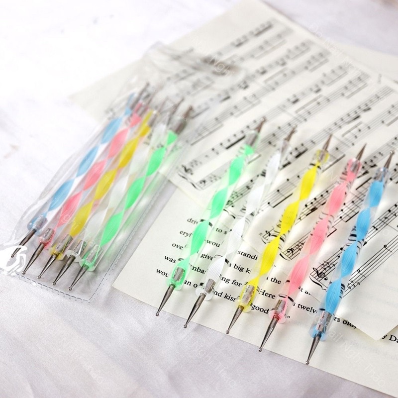 Set 5 cọ chấm bi đủ size - Bút chấm bi vẽ nail 2 đầu chuyên dụng