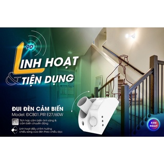 Đui đèn cảm biến RẠNG ĐÔNG _ Model: ĐCB01.PIR E27/300W