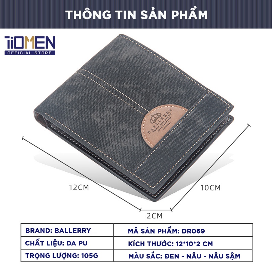 Ví nam mini ngang nhỏ gọn da PU đựng tiền phong cách Hàn Quốc, bóp nam đựng tiền thời trang cao cấp - D069