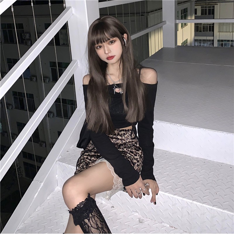 Bộ Áo Croptop + Chân Váy Hoạ Tiết Da Báo Phong Cách Hàn Quốc | BigBuy360 - bigbuy360.vn