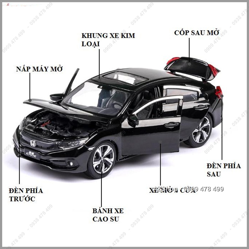 Mô Hình Kim Loại Xe Honda Civic Tỉ Lệ 1:32 - Mở 4 cửa