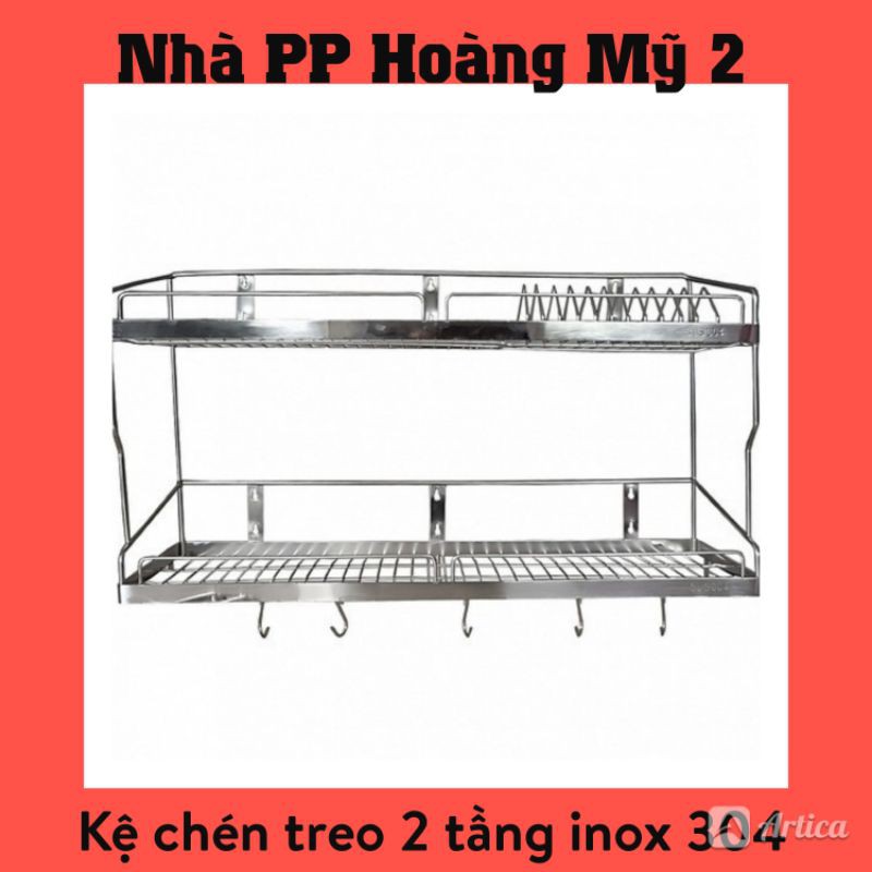 Kệ chén treo 2 tầng inox 304 cực dày