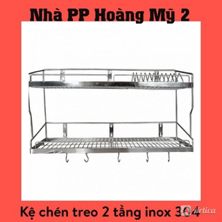 Kệ úp chén bát treo tường 2 tầng inox SUS304 100% cực dày Bảo Hành 5 năm