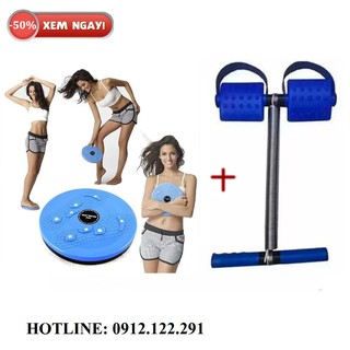 bộ dụng cụ tập gym ( dây kéo tập lưng, bụng + đĩa xoay eo )