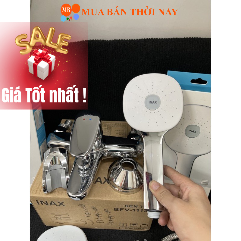 Vòi sen tắm nóng lạnh INAX BFV-1113S-8C tay sen tăng áp mạ crome, Cam kết chính hãng