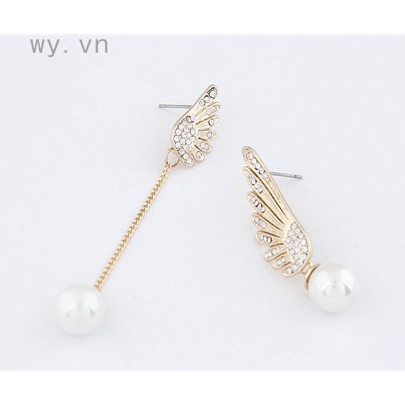 Đôi bông tai bằng hợp kim hình cánh đính đá thời trang