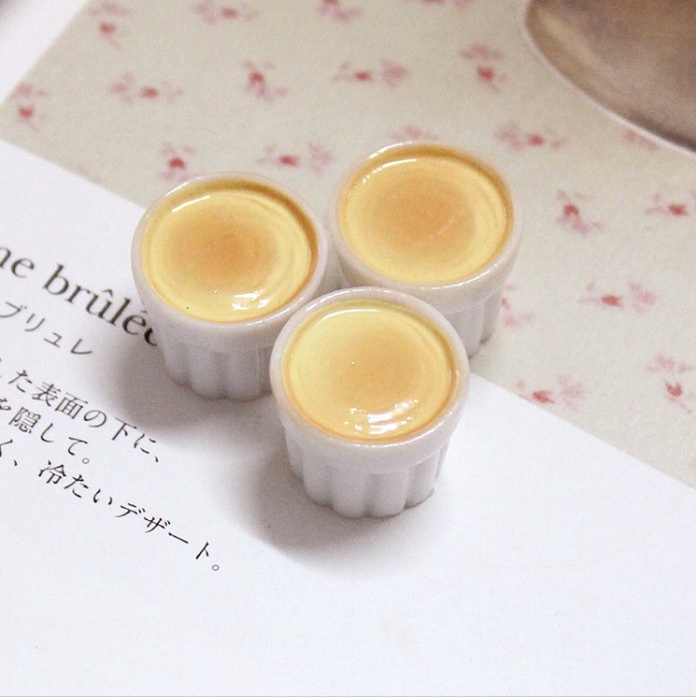 Phụ kiện trang trí nhà búp bê ly bánh flan cho nhà DIY, nhà mô hình