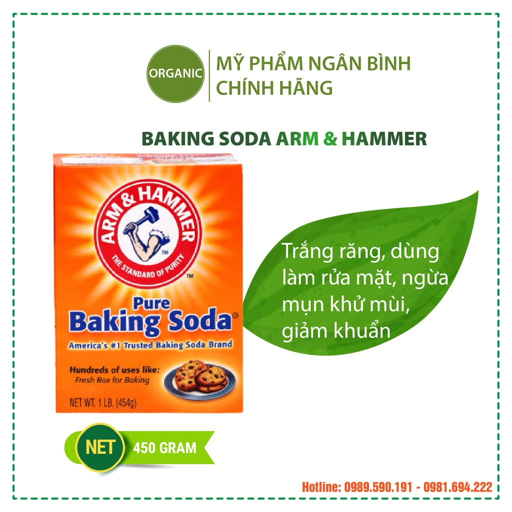 Bột Baking Soda đa công dụng khử mùi, giảm khuẩn, tẩy rửa, làm bánh, chăm sóc da 454g