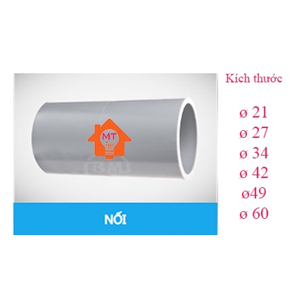 Nối ống, nối thẳng PVC Bình Minh kích thước 21, 27, 34, 42, 49, 60