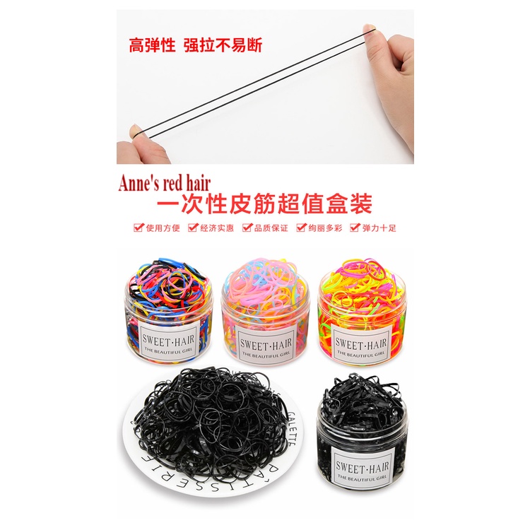 Dây Buộc Tóc Cao Su Dày Dặn Màu Đen Nhiều Màu Phong Cách Hàn Quốc Dễ Thương Cho Nữ